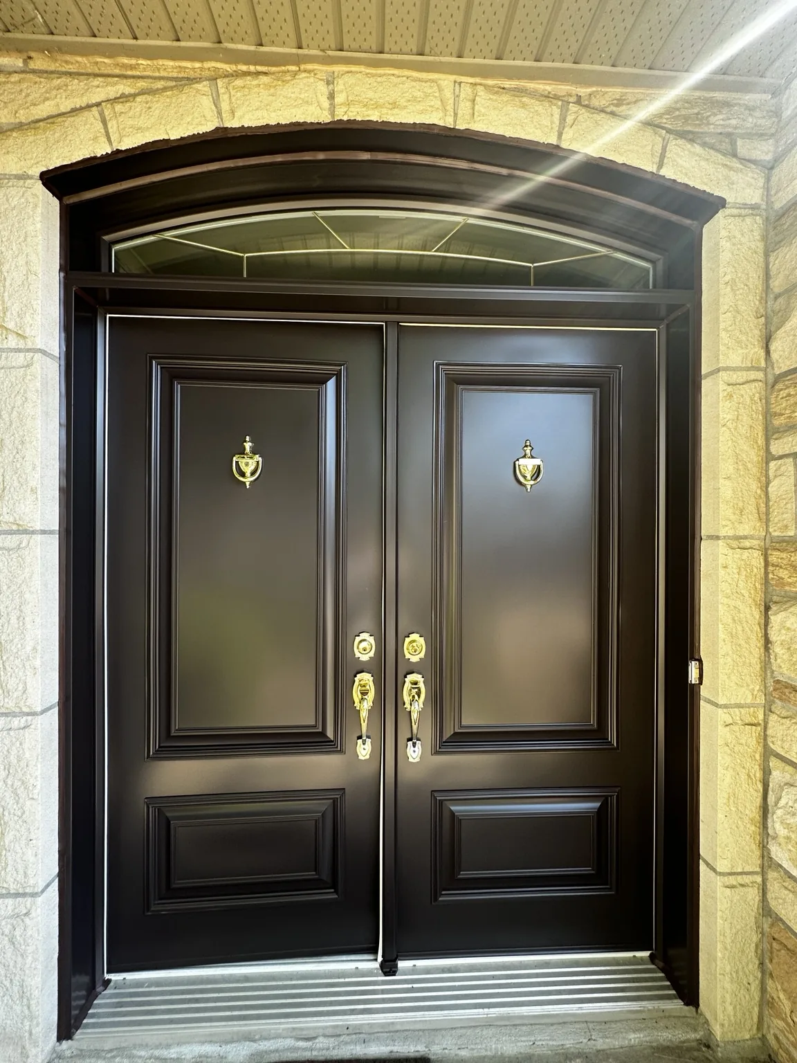 Double Front Door Refinishing after